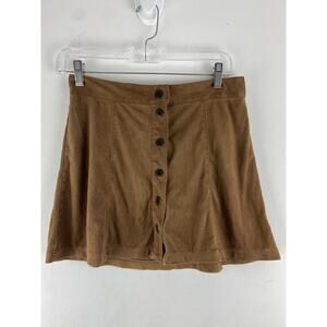 American Eagle Brown Faux Suede Button Down Boho Mini Skirt Size 28 (1083)